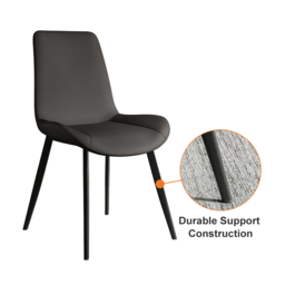 Linesly Mid-Century Modern Gray Upholstered Dining Chairs PU Leather (Set of 2) - thumbnail 4