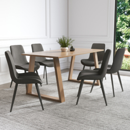 Linesly Mid-Century Modern Gray Upholstered Dining Chairs PU Leather (Set of 2) - thumbnail 9