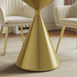 100 cm Sintered Stone Round Dining Table with Brushed Gold Base Seats 2-4 People - thumbnail 8