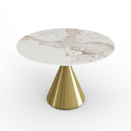 100 cm Sintered Stone Round Dining Table with Brushed Gold Base Seats 2-4 People - thumbnail 9