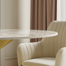100 cm Sintered Stone Round Dining Table with Brushed Gold Base Seats 2-4 People - thumbnail 6