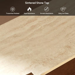 "Japandi 60"" Oval Sintered Stone Console Table With 2 Drawers" - thumbnail 5
