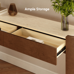 "Japandi 60"" Oval Sintered Stone Console Table With 2 Drawers" - thumbnail 6