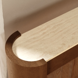 "Japandi 60"" Oval Sintered Stone Console Table With 2 Drawers" - thumbnail 8