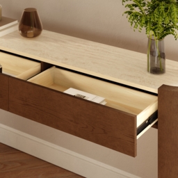 "Japandi 60"" Oval Sintered Stone Console Table With 2 Drawers" - thumbnail 9