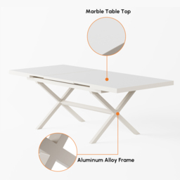 9-Piece Outdoor Extendable Dining Set with 8 Rope Weave Chairs (160 - 215 cm) in Grey - thumbnail 7