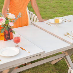 9-Piece Outdoor Extendable Dining Set with 8 Rope Weave Chairs (160 - 215 cm) in Grey - thumbnail 3