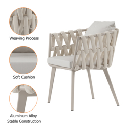 9-Piece Outdoor Extendable Dining Set with 8 Rope Weave Chairs (160 - 215 cm) in Grey - thumbnail 8