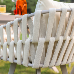 9-Piece Outdoor Extendable Dining Set with 8 Rope Weave Chairs (160 - 215 cm) in Grey - thumbnail 6