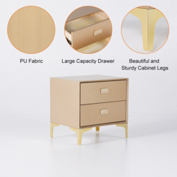 Modern 2-Drawer Bedside Table with Gold Legs - thumbnail 7
