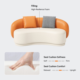 Suncurve 175 cm Performance Leather Curved Upholstered Sofa with Pillows - thumbnail 8