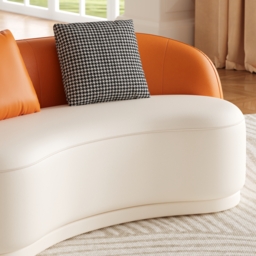 Suncurve 175 cm Performance Leather Curved Upholstered Sofa with Pillows - thumbnail 5