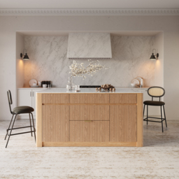 180 cm Kitchen Island Sintered Stone Top with Storage NaturalModern - thumbnail 1