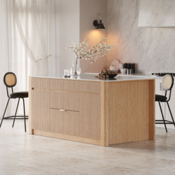 180 cm Kitchen Island Sintered Stone Top with Storage NaturalModern - thumbnail 2