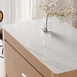180 cm Kitchen Island Sintered Stone Top with Storage NaturalModern - thumbnail 8