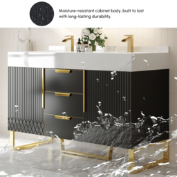 Aro Bathroom Vanity Set 120 cm Freestanding Bathroom Vanity Black with Double Sinks - thumbnail 8