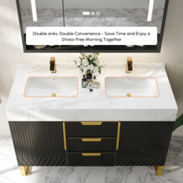 Aro Bathroom Vanity Set 120 cm Freestanding Bathroom Vanity Black with Double Sinks - thumbnail 5