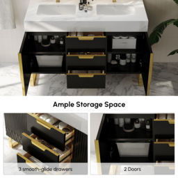 Aro Bathroom Vanity Set 120 cm Freestanding Bathroom Vanity Black with Double Sinks - thumbnail 4