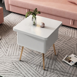 Modern Multi-functional Coffee Table Extendable with Storage & Lift Top in White - thumbnail 2