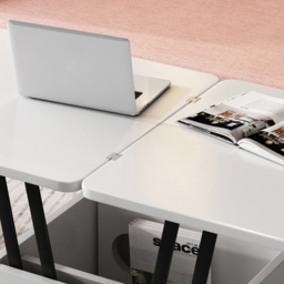Modern Multi-functional Coffee Table Extendable with Storage & Lift Top in White - thumbnail 8