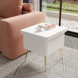 Modern Multi-functional Coffee Table Extendable with Storage & Lift Top in White - thumbnail 3