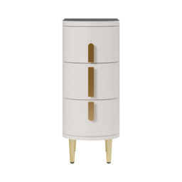 Modern Off-White Narrow 3 Drawer Bedside Table Sintered Stone Top Bedside Table - thumbnail 8