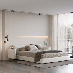 Modern Off-White Narrow 3 Drawer Bedside Table Sintered Stone Top Bedside Table - thumbnail 7