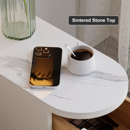 Modern Off-White Narrow 3 Drawer Bedside Table Sintered Stone Top Bedside Table - thumbnail 9