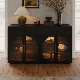 "63"" Modern Sideboard Wooden Buffet with Storage & Light"