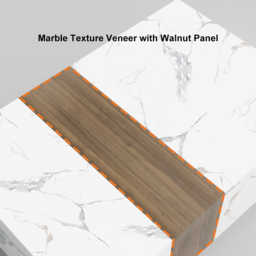 Vewal 1200mm Marble & Walnut Veneer Block Coffee Table with 2 Drawers - thumbnail 8