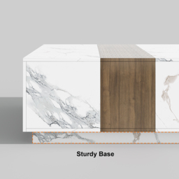 Vewal 1200mm Marble & Walnut Veneer Block Coffee Table with 2 Drawers - thumbnail 9