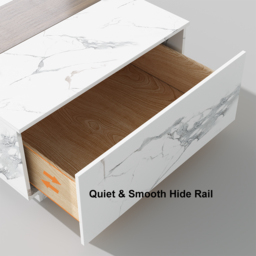 Vewal 1200mm Marble & Walnut Veneer Block Coffee Table with 2 Drawers - thumbnail 7