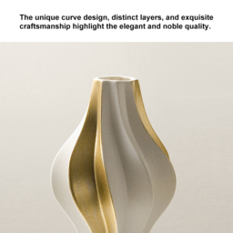 2 Pieces Modern Resin Curved Lines Flower Vase Set Sculpture Decor Art in White & Gold - thumbnail 7