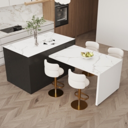 "81""-106"" Extendable Kitchen Island Sintered Stone Top with Doors & Drawers Black Modern" - thumbnail 5
