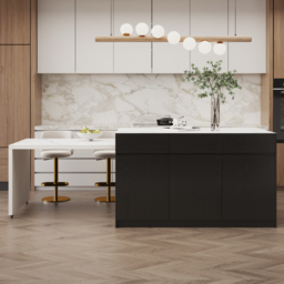 "81""-106"" Extendable Kitchen Island Sintered Stone Top with Doors & Drawers Black Modern" - thumbnail 4