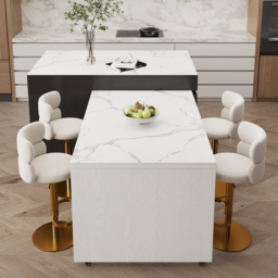 "81""-106"" Extendable Kitchen Island Sintered Stone Top with Doors & Drawers Black Modern" - thumbnail 6