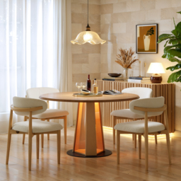 90 - 120 cm Solid Wood Extendable Dining Table with Light - thumbnail 4