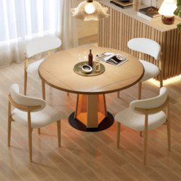 90 - 120 cm Solid Wood Extendable Dining Table with Light - thumbnail 3