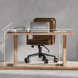 Vintage Style Pine wood Office Writing Desk with Trestle Leg in Natural Farmhouse Home Office Furniture Rectangular (150 cm) - thumbnail 2