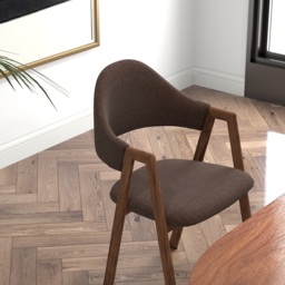 Set of 6 Linen Dining Chair Upholstered Curved Back Modern Brown Dining Room Chairs - thumbnail 3