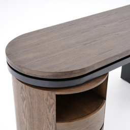 Modern L Shaped Rotatable Black & Walnut Executive Office Desk with Drawers White Office Furniture (1520mm) - thumbnail 7