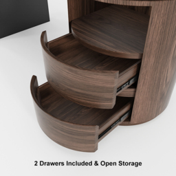 Modern L Shaped Rotatable Black & Walnut Executive Office Desk with Drawers White Office Furniture (1520mm) - thumbnail 9