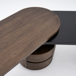 Modern L Shaped Rotatable Black & Walnut Executive Office Desk with Drawers White Office Furniture (1520mm) - thumbnail 8