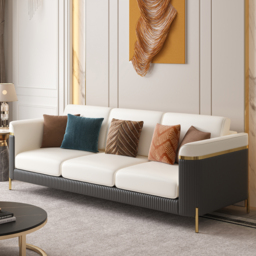 3 PCS Vertex Sofa Set with Chair Modern Beige Living Room Sofa Set with Cushion - thumbnail 5