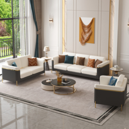 3 PCS Vertex Sofa Set with Chair Modern Beige Living Room Sofa Set with Cushion - thumbnail 1