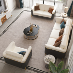 3 PCS Vertex Sofa Set with Chair Modern Beige Living Room Sofa Set with Cushion - thumbnail 3