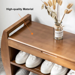 Large Shoe Storage Entryway Bench Bamboo Shoe Rack in Brown - thumbnail 5