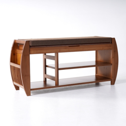 Large Shoe Storage Entryway Bench Bamboo Shoe Rack in Brown - thumbnail 8