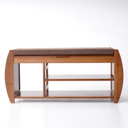 Large Shoe Storage Entryway Bench Bamboo Shoe Rack in Brown - thumbnail 9