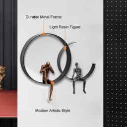 50 cm Modern 3D Wall Decor Artistic Figure Metal & Resin Wall Art in Black - thumbnail 6